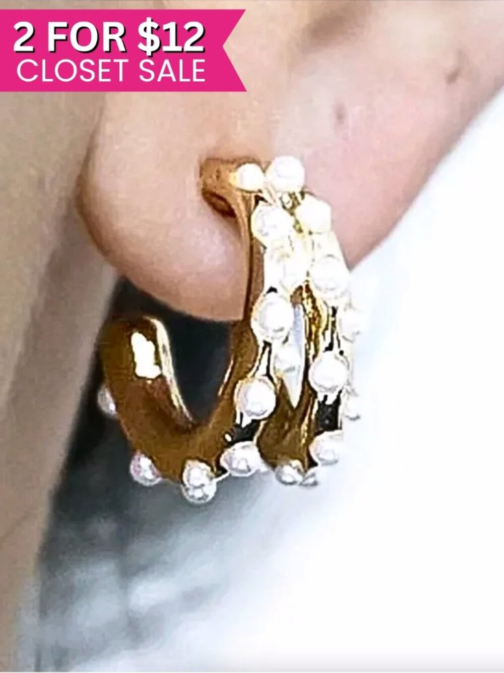 Baublebar Sugarfix Gold Hoops Pearl Small Hoop Earrings Beaded Embellished